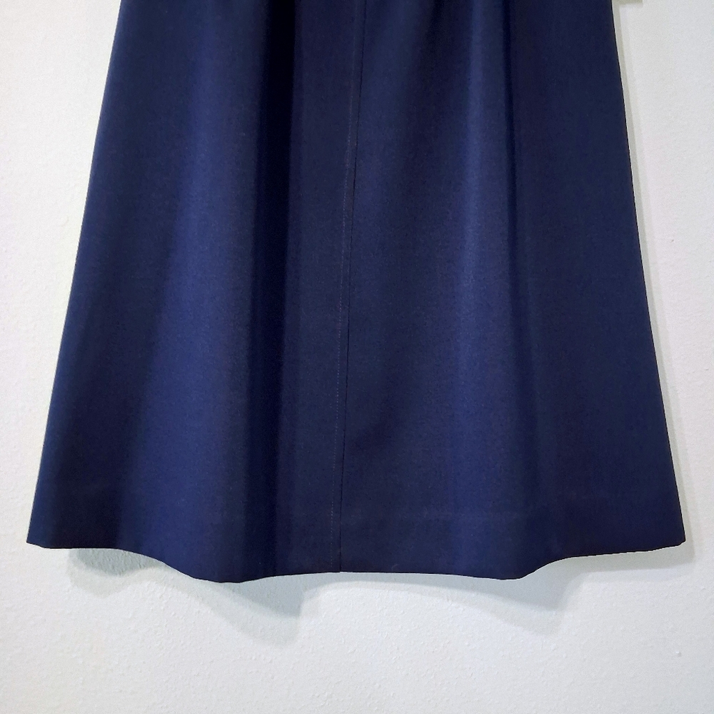 Vintage Givenchy Skirt Navy Blue A-line Midi Lined Zipper Button Closure Pockets - Picture 5 of 16
